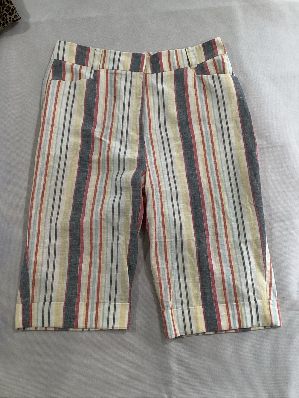 7th Avenue design studio Striped Linen-Blend Capris in Multicolor size 14 #33